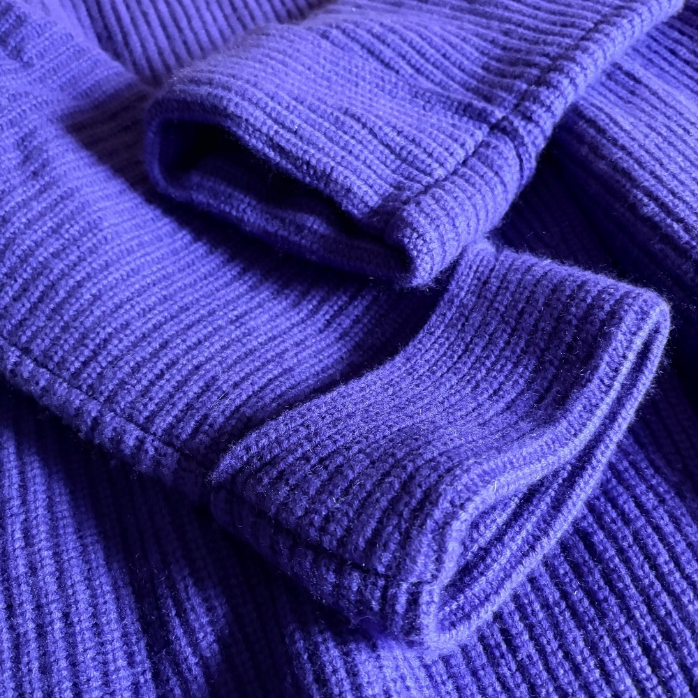 Athleta Wool, Cashmere Purple Azalea Chunky Mock Neck Cross over Sweater, Medium - Picture 6 of 11